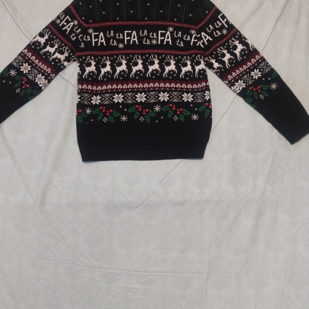 Kids Holiday Sweater with Reindeer Pattern